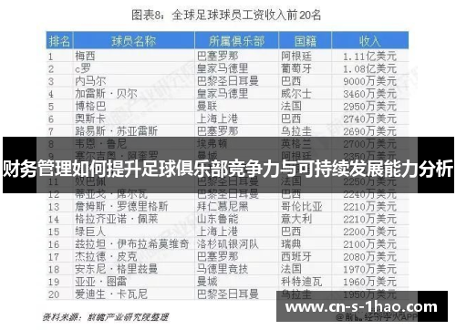 财务管理如何提升足球俱乐部竞争力与可持续发展能力分析